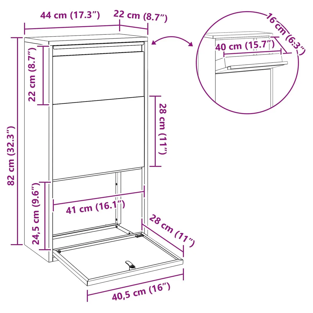 Parcel Drop Box Brown Weathering Steel Rectangular Secure Locking System