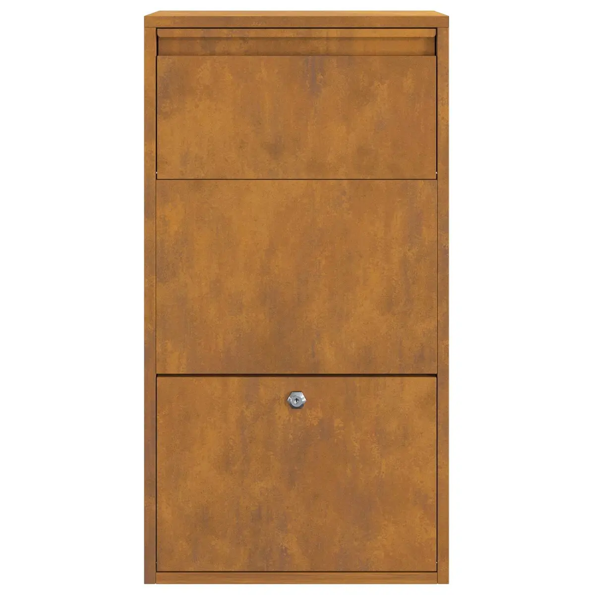 Parcel Drop Box Brown Weathering Steel Rectangular Secure Locking System
