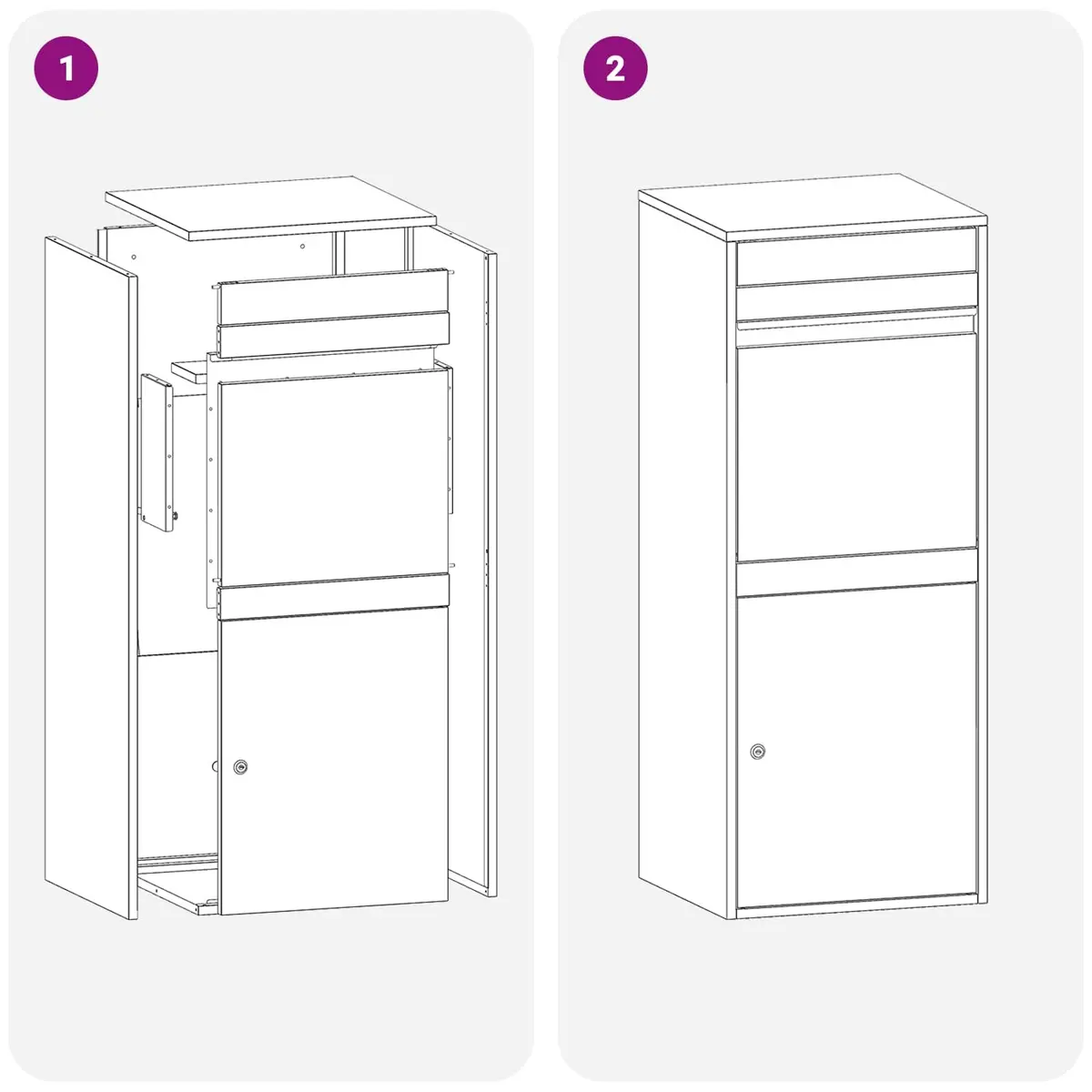 Outdoor Parcel Drop Box Silver Galvanised Steel Hinged Door Deadbolt Lock