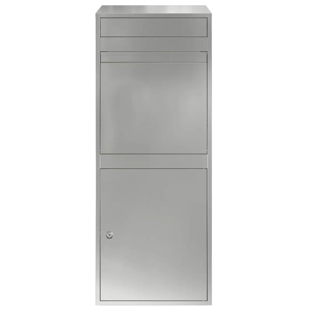 Outdoor Parcel Drop Box Silver Galvanised Steel Hinged Door Deadbolt Lock