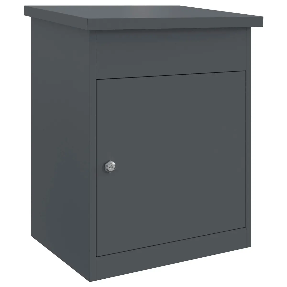 Parcel Drop Box Anthracite Steel Weatherproof Outdoor with Deadbolt Lock