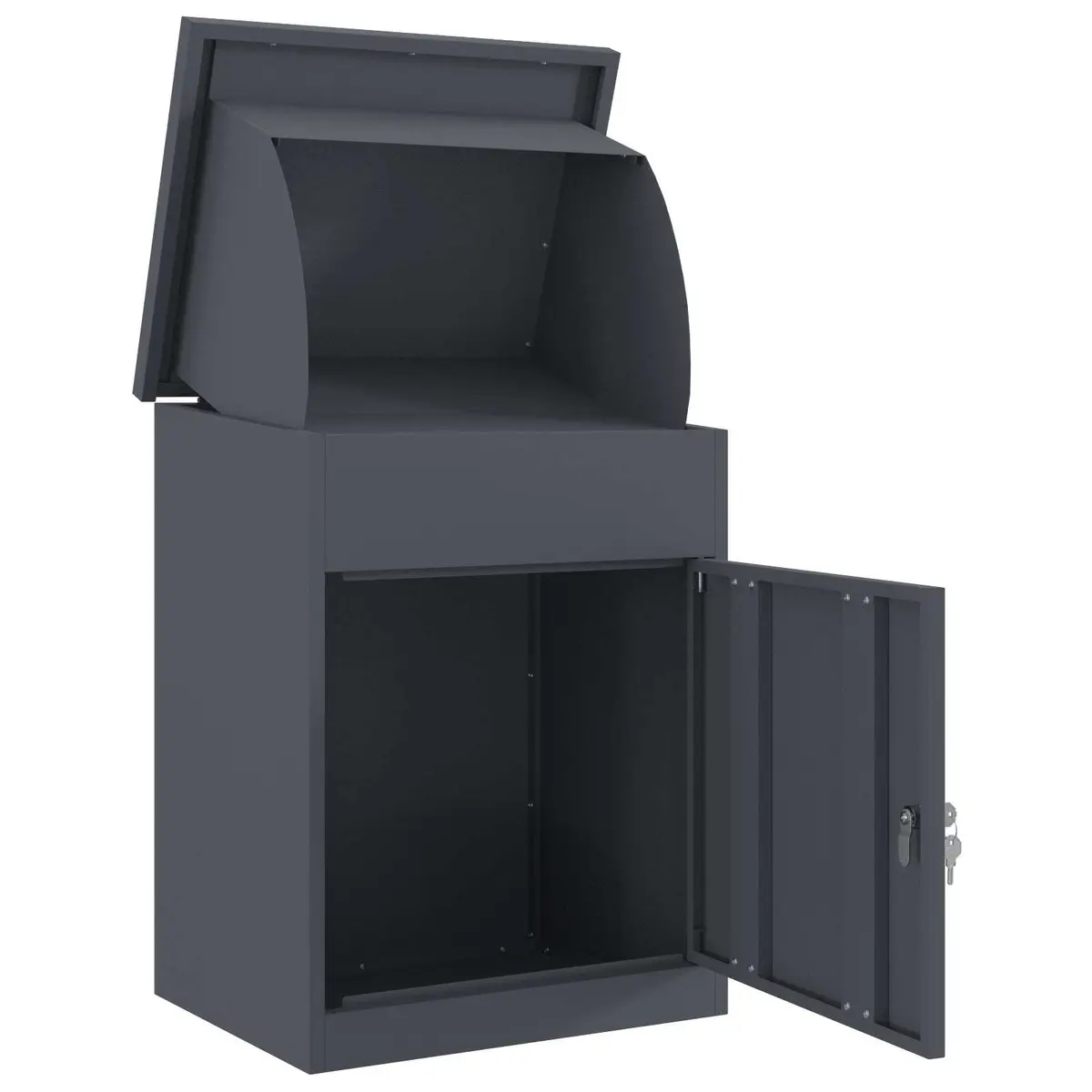 Parcel Drop Box Anthracite Steel Weatherproof Outdoor with Deadbolt Lock