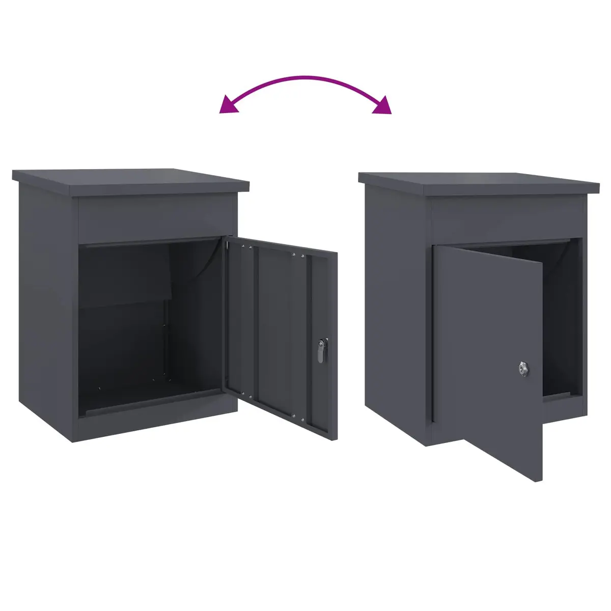 Parcel Drop Box Anthracite Steel Weatherproof Outdoor with Deadbolt Lock