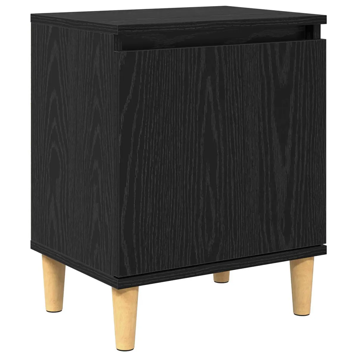 Bedside Cabinet Black Oak 40 x 30 x 50 cm Modern Engineered Wood Nightstand with Hinged Door