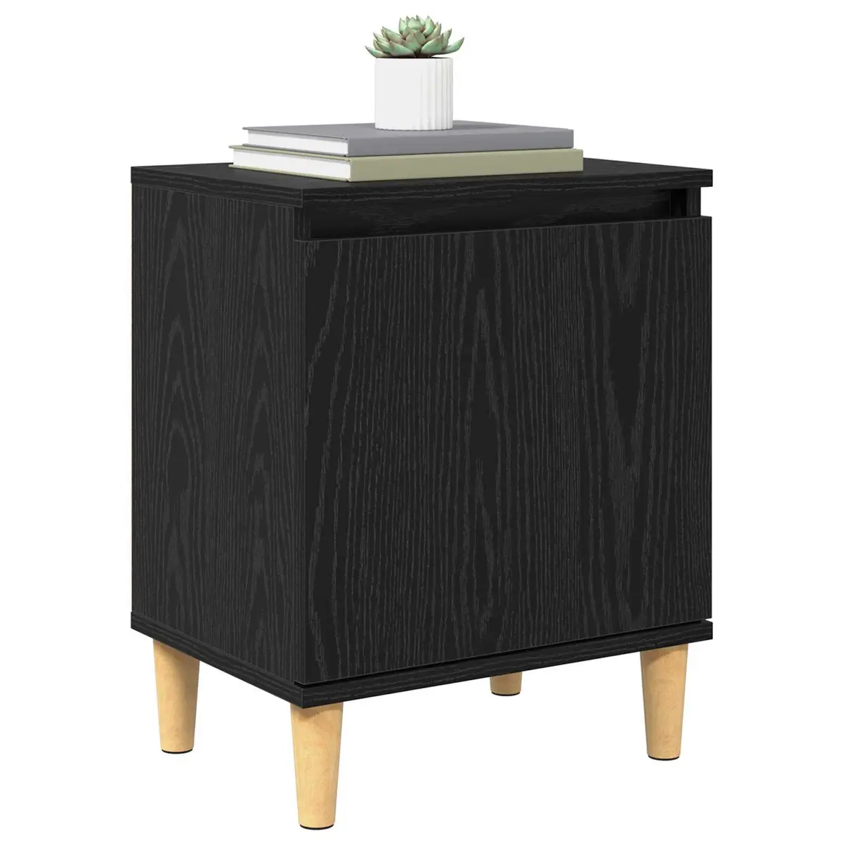 Bedside Cabinet Black Oak 40 x 30 x 50 cm Modern Engineered Wood Nightstand with Hinged Door