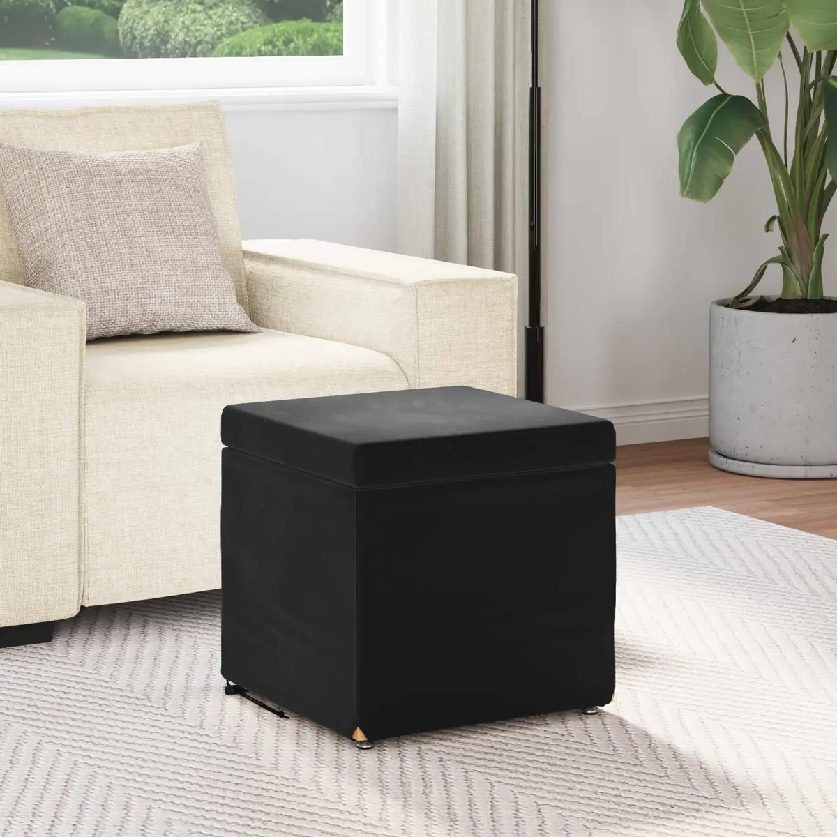 Black Velvet Bar Stool Backless Modern Design Kitchen Counter Dining Furniture
