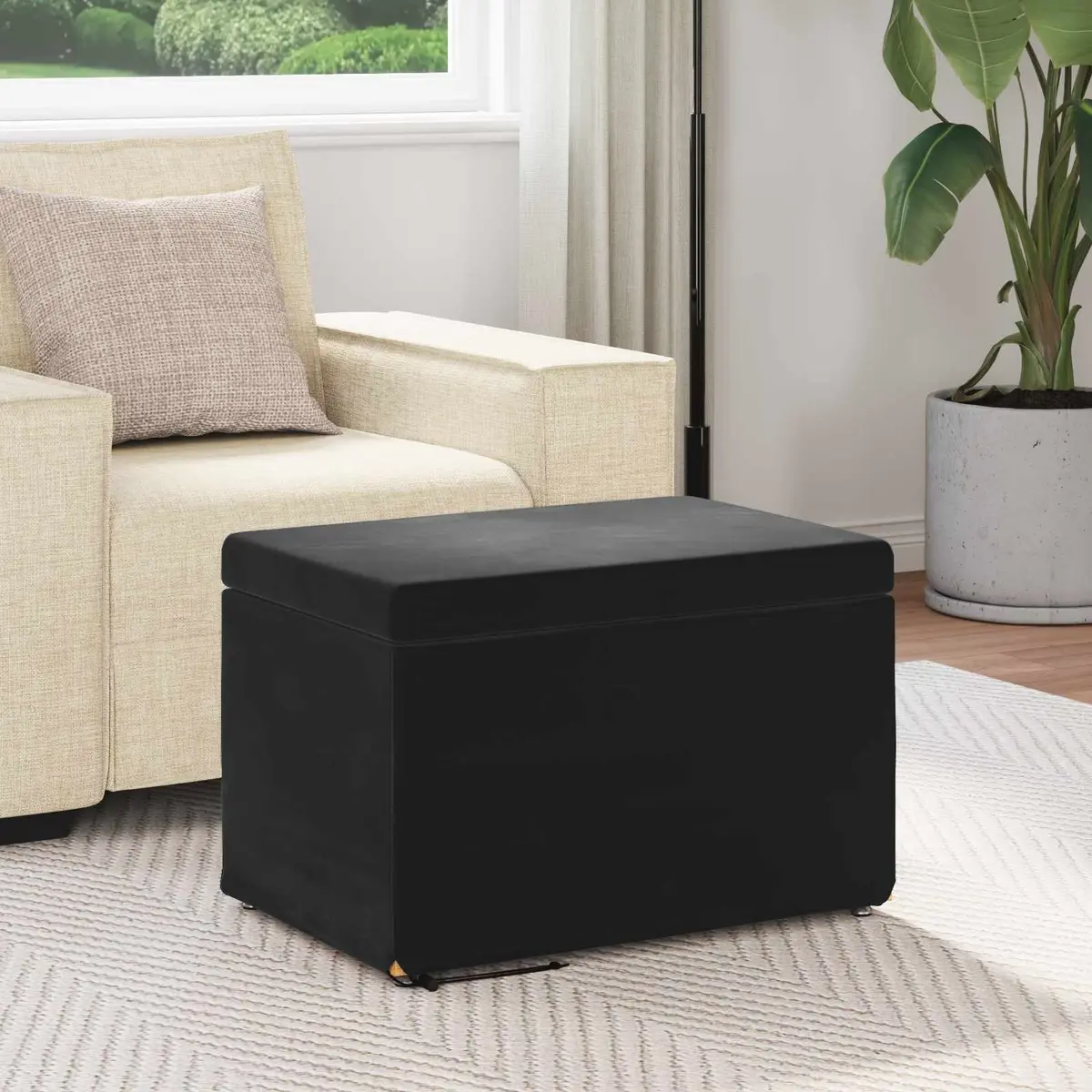 Black Velvet Bar Stool Modern Kitchen Counter Seat Backless Bun Feet Cushioned