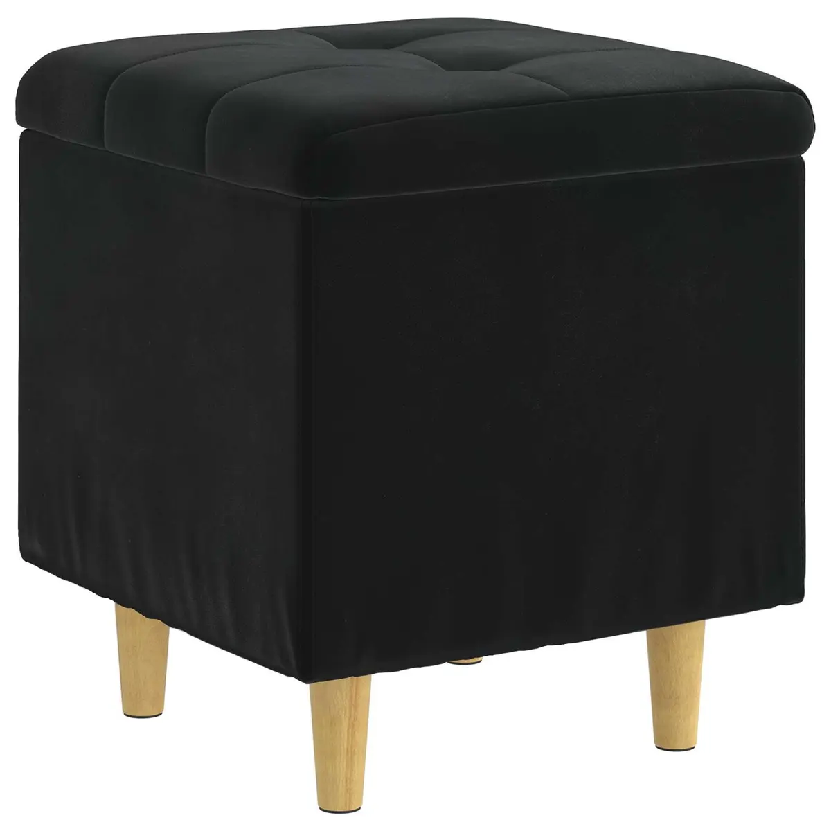 Storage Ottoman with Cushion Black Tufted Design Hidden Compartment Footrest