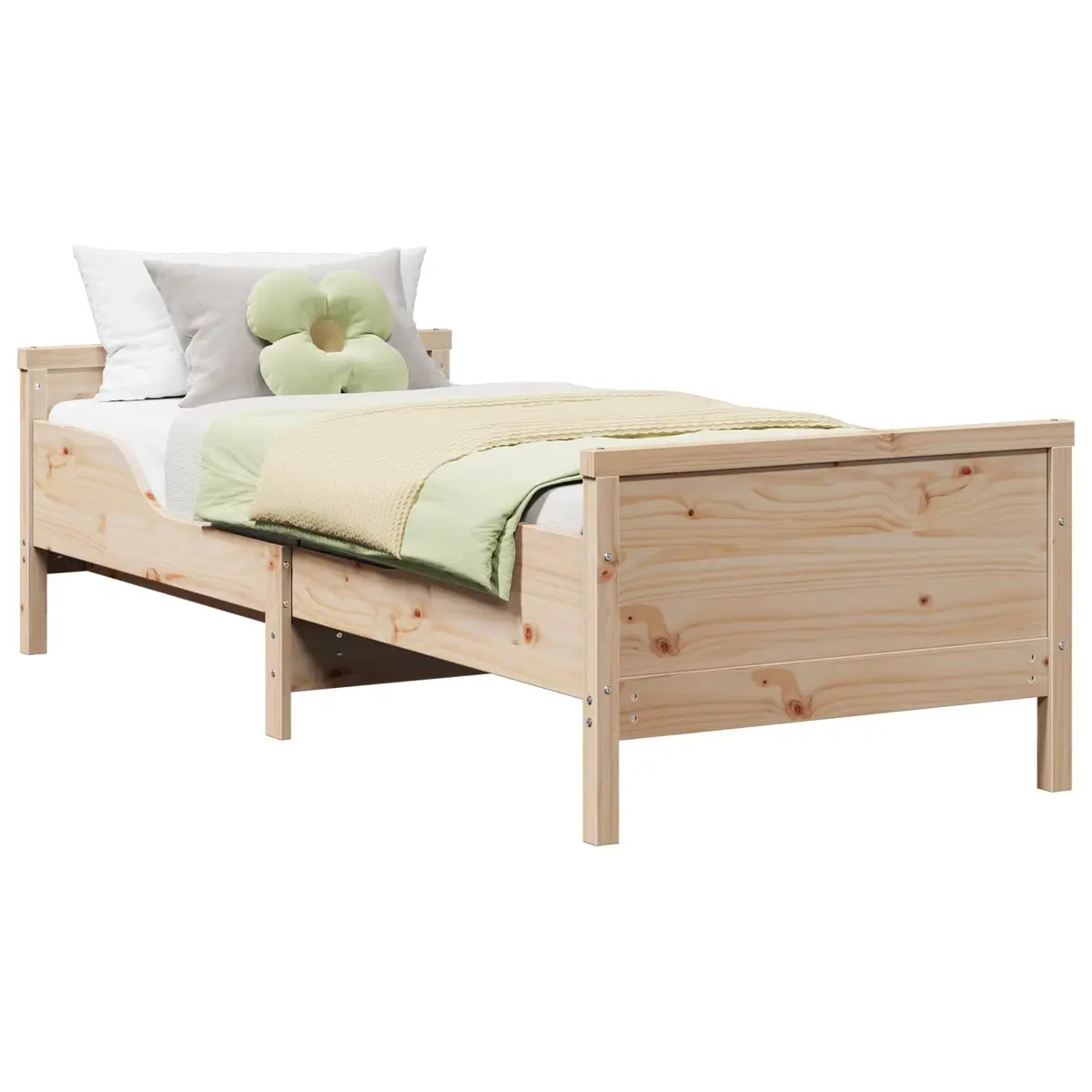 Bed Frame Beige 80 x 200 cm Engineered Wood Headboard Footboard Kids Bedroom Furniture