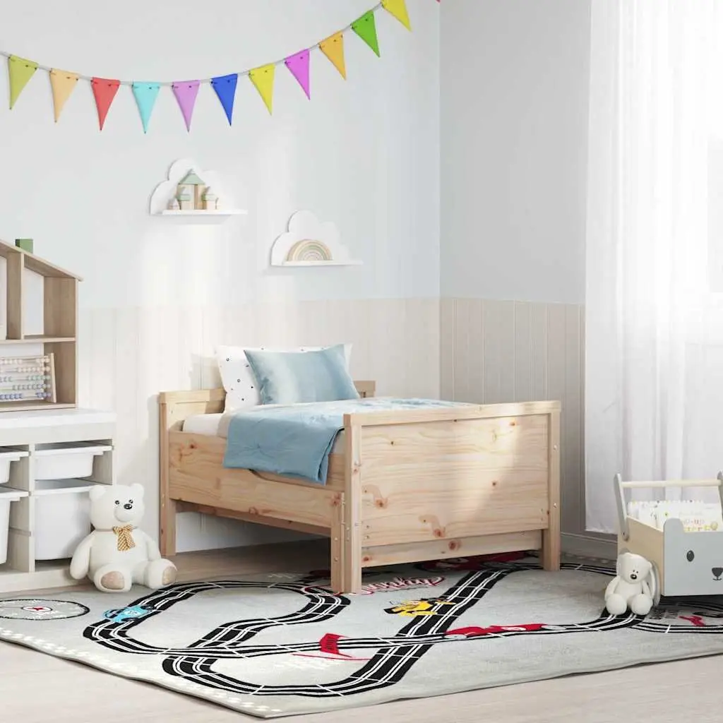 Bed Frame Beige 80 x 200 cm Engineered Wood Headboard Footboard Kids Bedroom Furniture