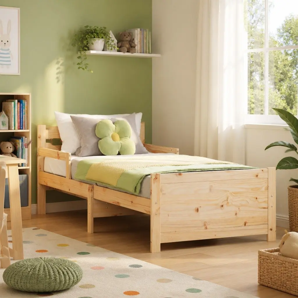 Kids Bed Frame 80 x 200 cm Single Solid Pine Wood Slatted Modern Bedroom