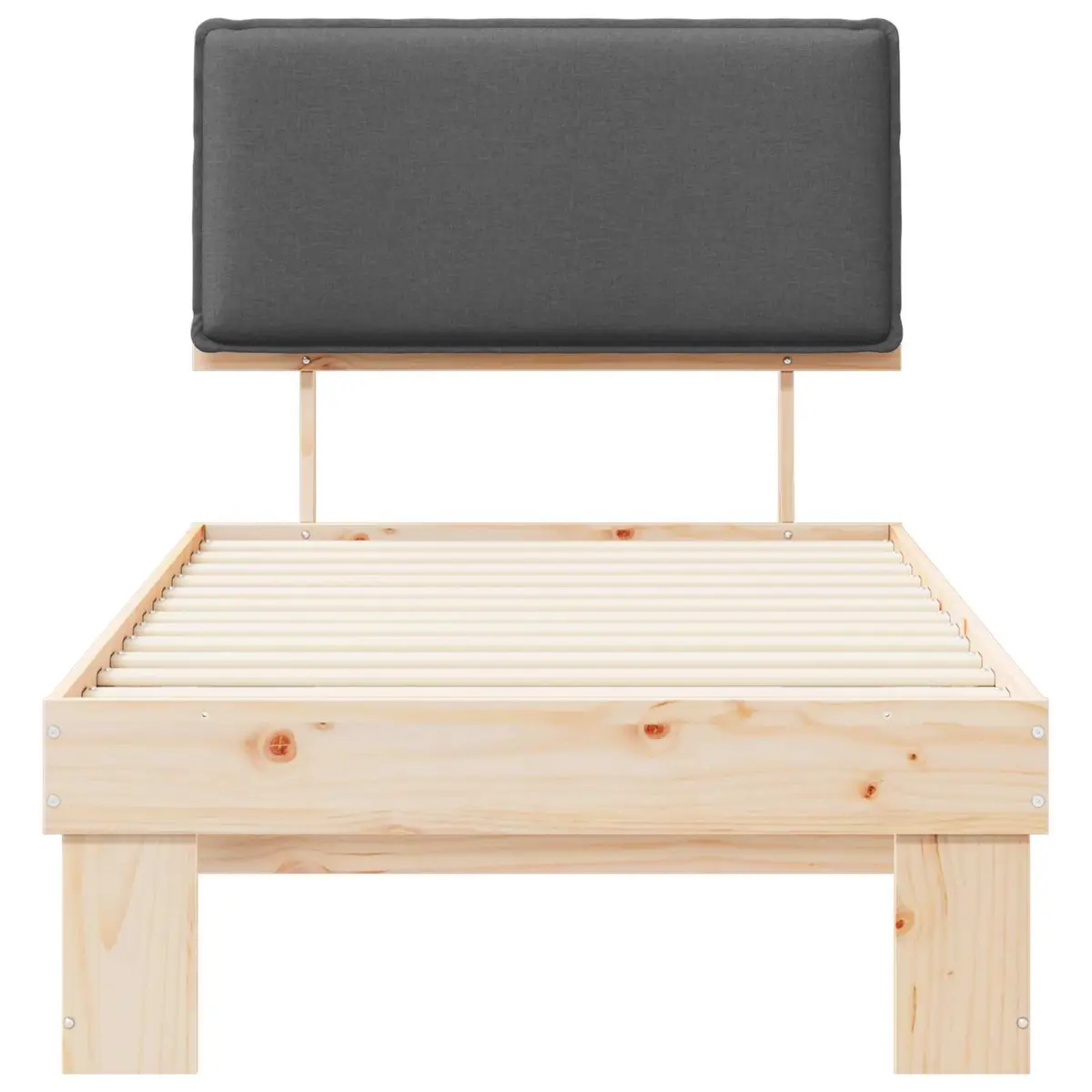 Bed Frame Grey 90 x 190 cm Upholstered Headboard Modern Wooden Platform