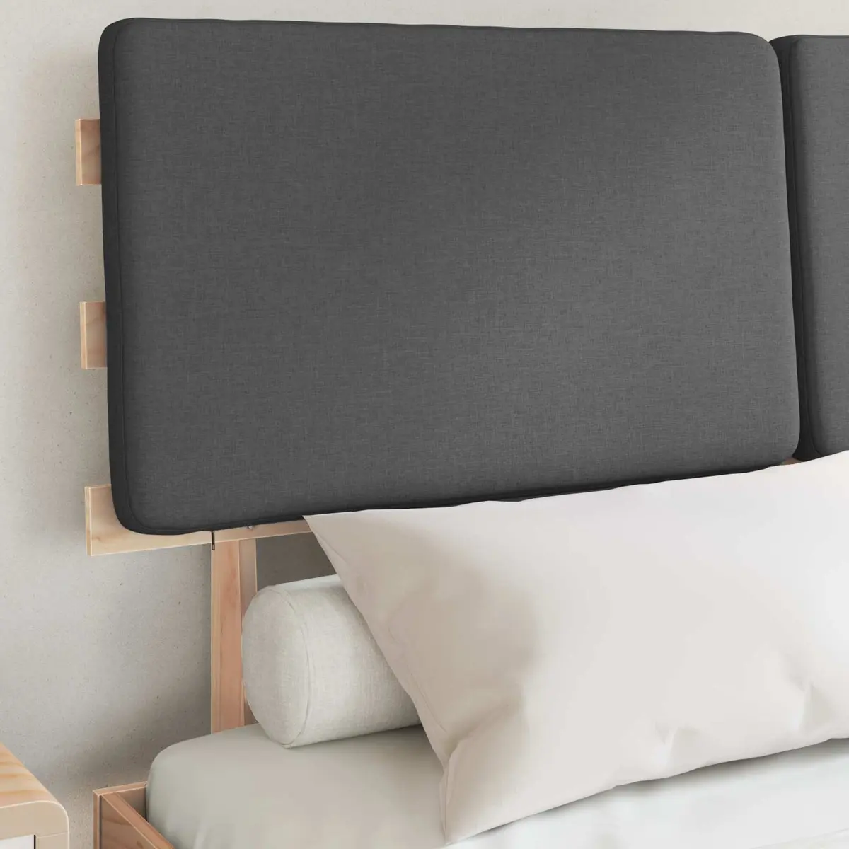 Bed Frame with Upholstered Headboard Grey 150 x 200 cm Modern Bedroom Furniture