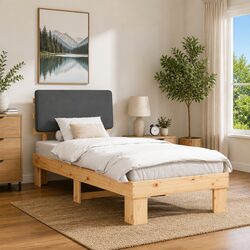Sleek Grey Upholstered Bed Frame for Modern Living