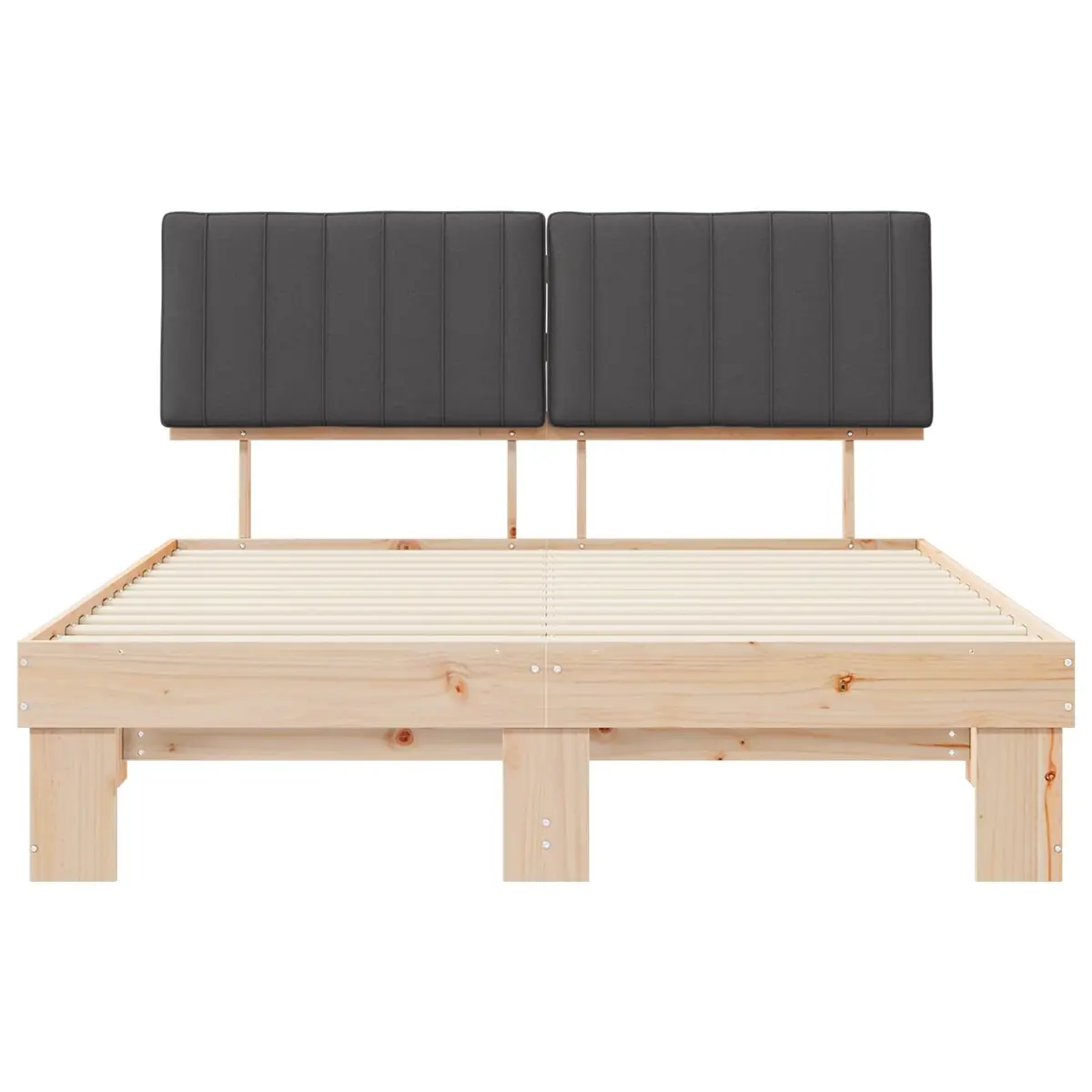 Wooden Bed Frame with Upholstered Headboard