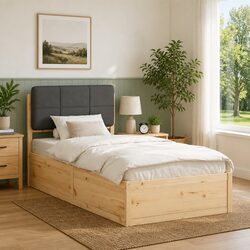 Stylish and Functional Grey Upholstered Bed Frame