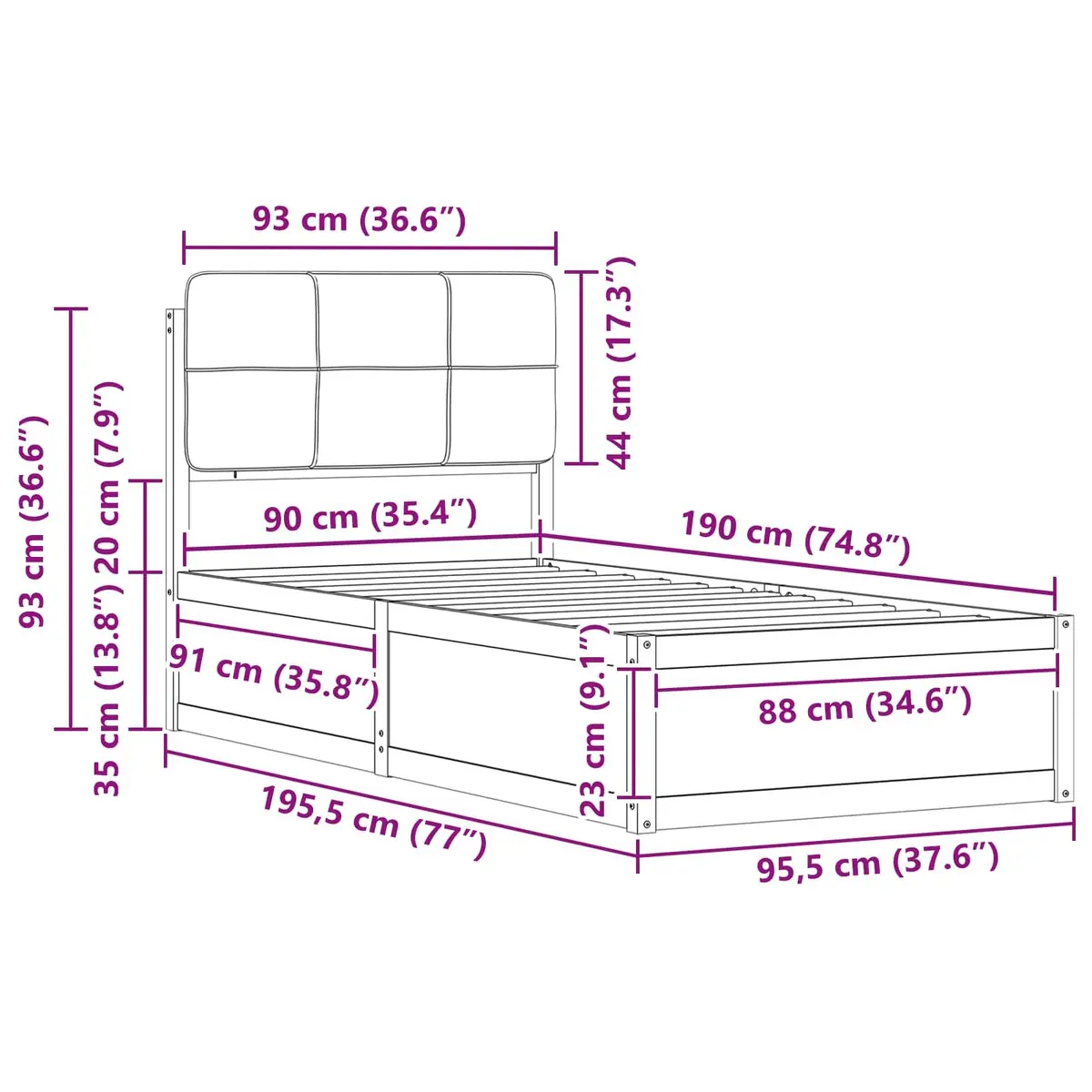 Grey Upholstered Bed Frame