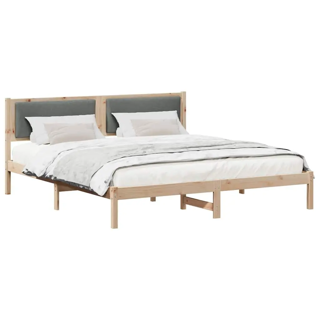 Bed Frame Grey 180 x 200 cm Solid Pine Wood Slatted Base