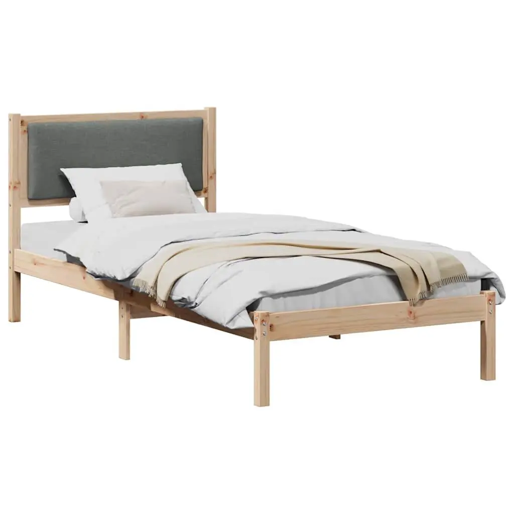 Bed Frame with Headboard Grey 90 x 190 cm Solid Pine Wood Modern Bedroom