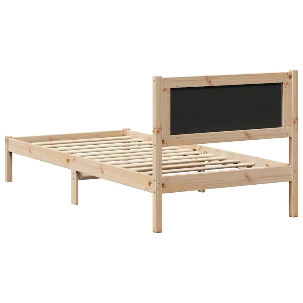 Bed Frame with Headboard Grey 90 x 190 cm Solid Pine Wood Modern Bedroom