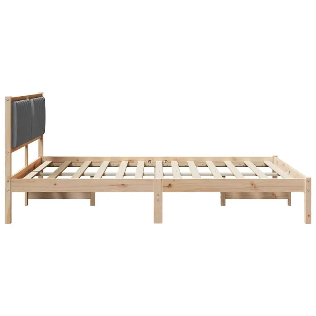 Modern Bed Frame with Upholstered Headboard 150 x 200 cm Dark Grey Bedroom