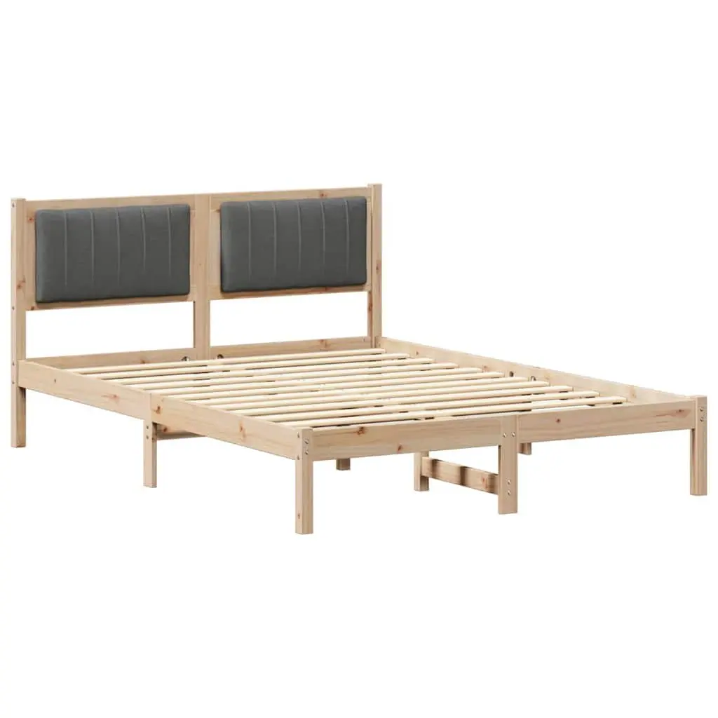 Bed Frame Brown 135 x 190 cm Upholstered Headboard