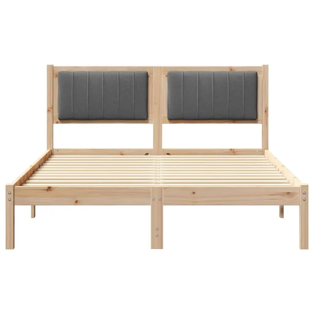 Bed Frame Brown 135 x 190 cm Upholstered Headboard