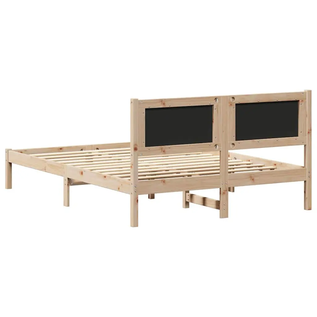 Bed Frame Brown 135 x 190 cm Upholstered Headboard