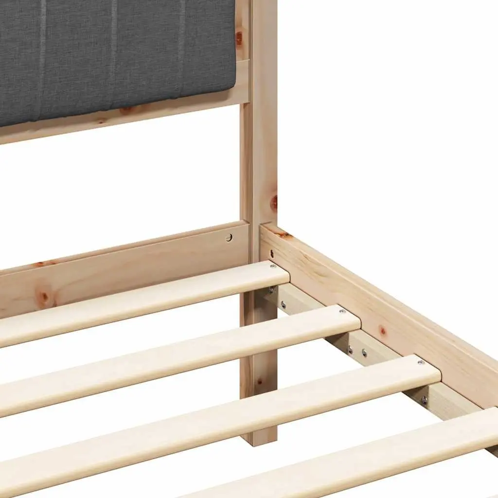 Bed Frame Brown 135 x 190 cm Upholstered Headboard