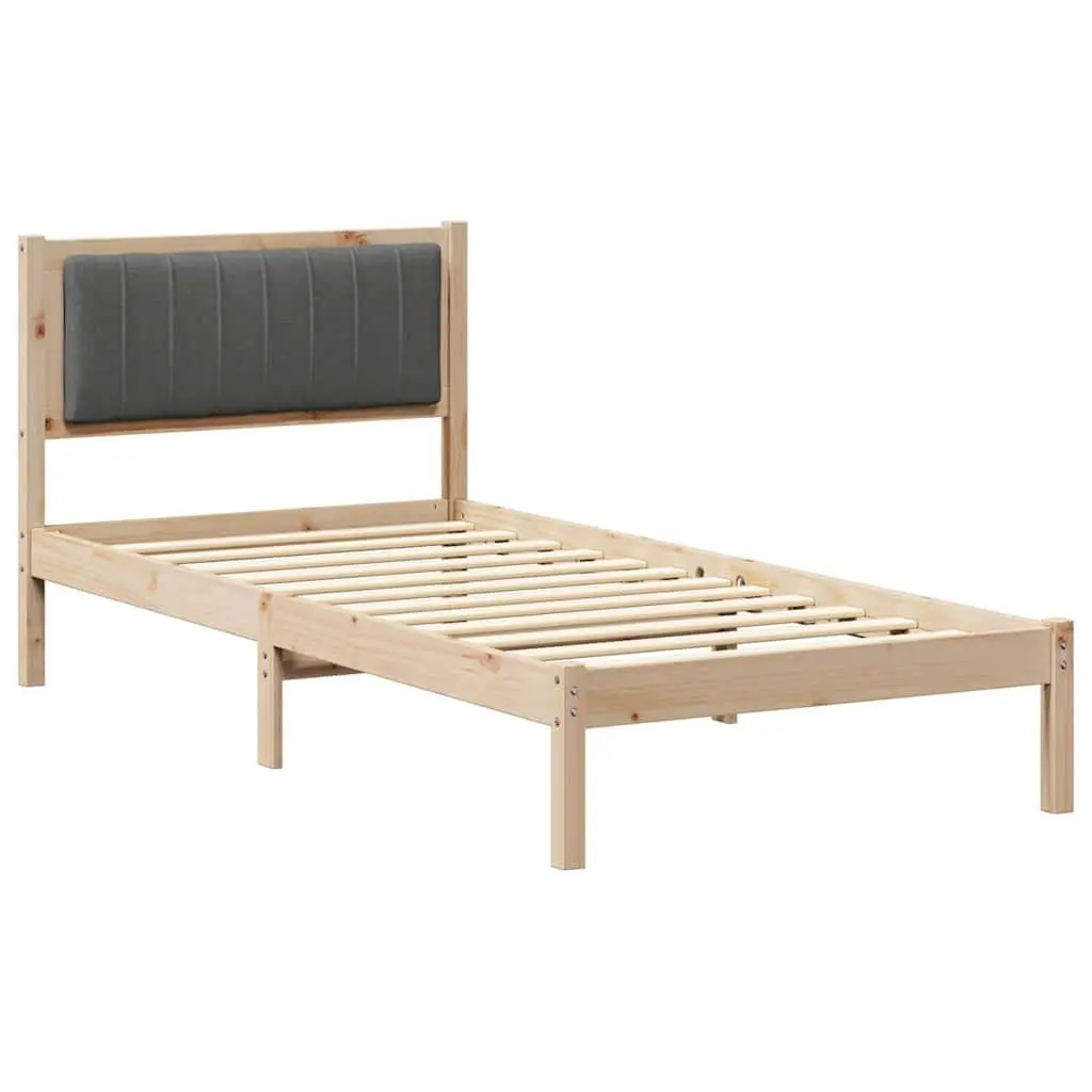 Bed Frame Upholstered Headboard 90 x 190 cm Modern Bedroom Furniture Dark Grey