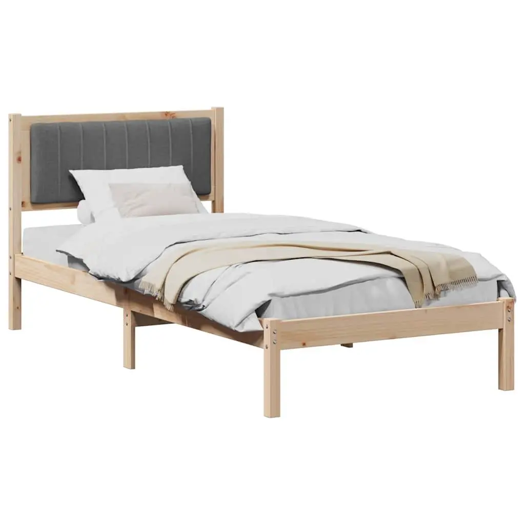 Bed Frame Upholstered Headboard 90 x 190 cm Modern Bedroom Furniture Dark Grey