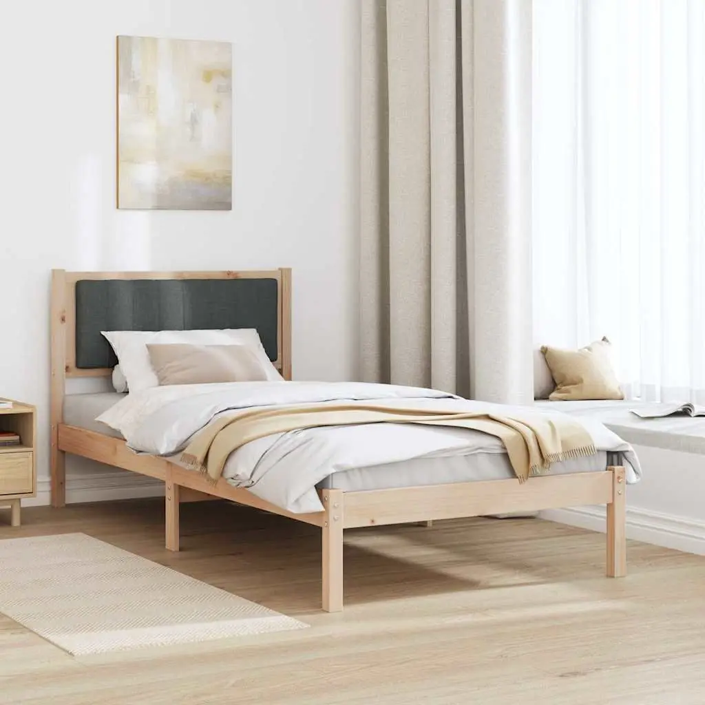 Bed Frame Upholstered Headboard 90 x 190 cm Modern Bedroom Furniture Dark Grey