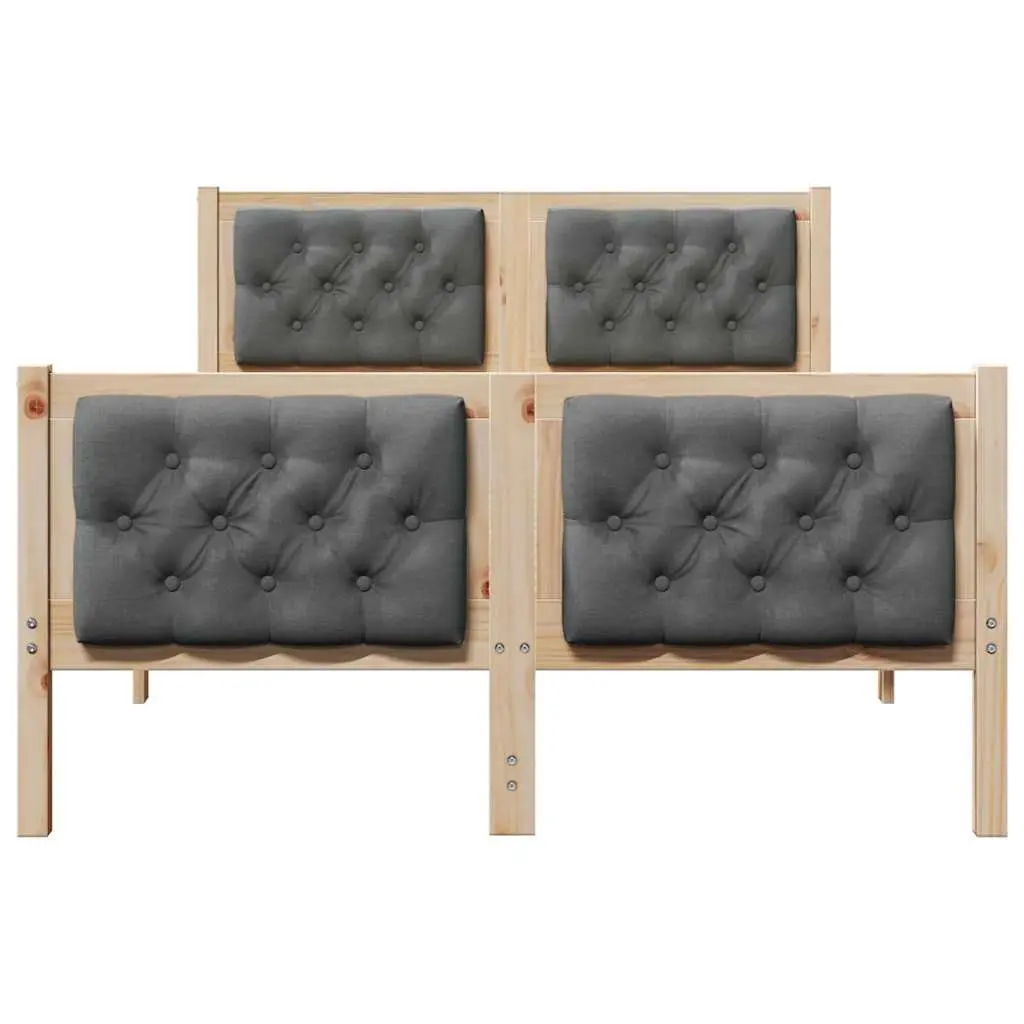 Bed Frame Grey 135 x 190 cm Solid Pine Wood Slatted Support