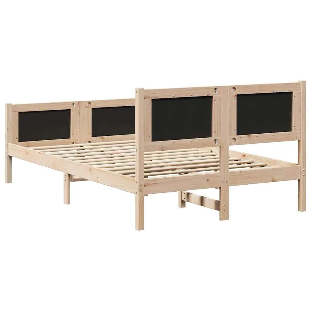 Bed Frame Grey 135 x 190 cm Solid Pine Wood Slatted Support