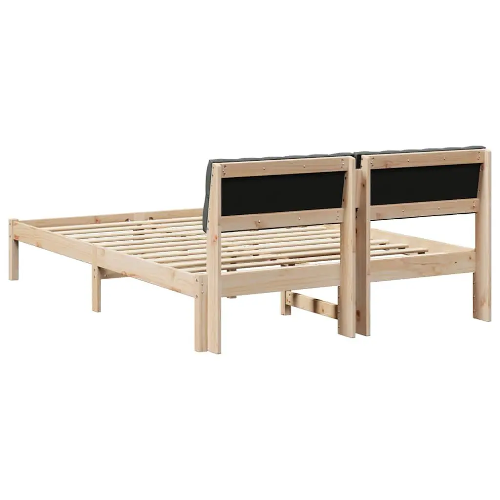 Platform Bed Frame 150x200cm Solid Pine Wood Brown Dark Grey Modern Bedroom
