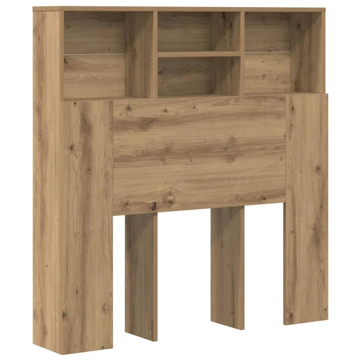 Wall-Mounted Headboard Cabinet Brown Modern Engineered Wood Storage Shelving