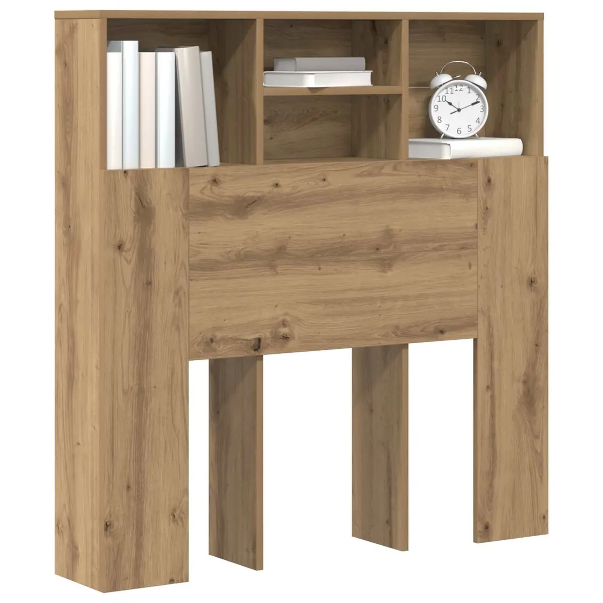 Wall-Mounted Headboard Cabinet Brown Modern Engineered Wood Storage Shelving