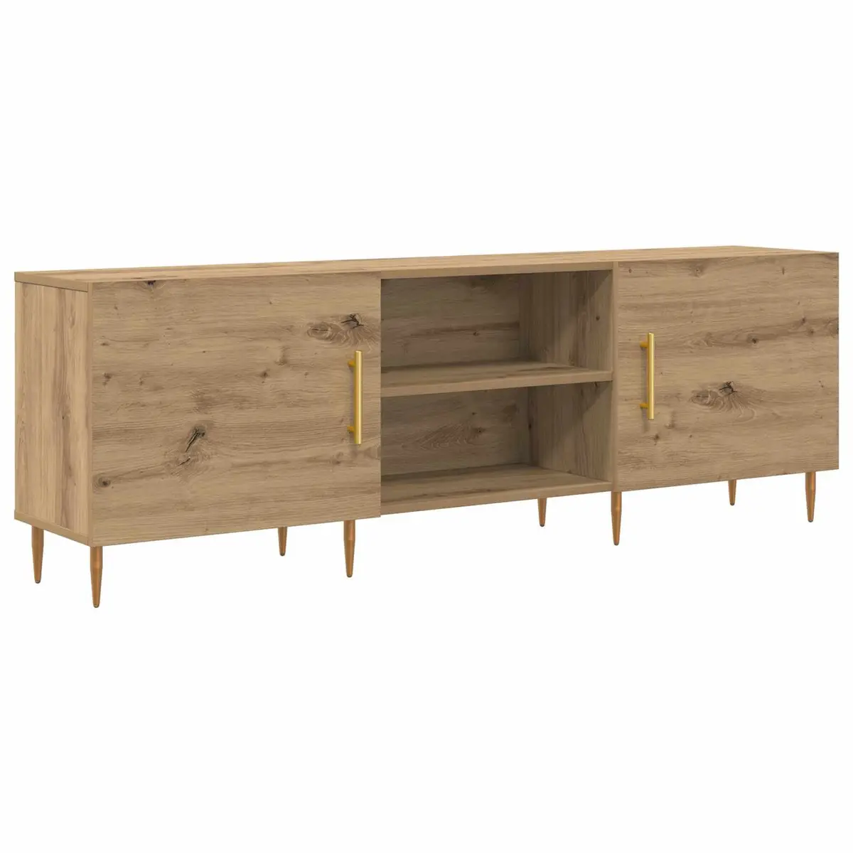 TV Cabinet Brown 150cm Modern Rectangular Storage Unit Engineered Wood