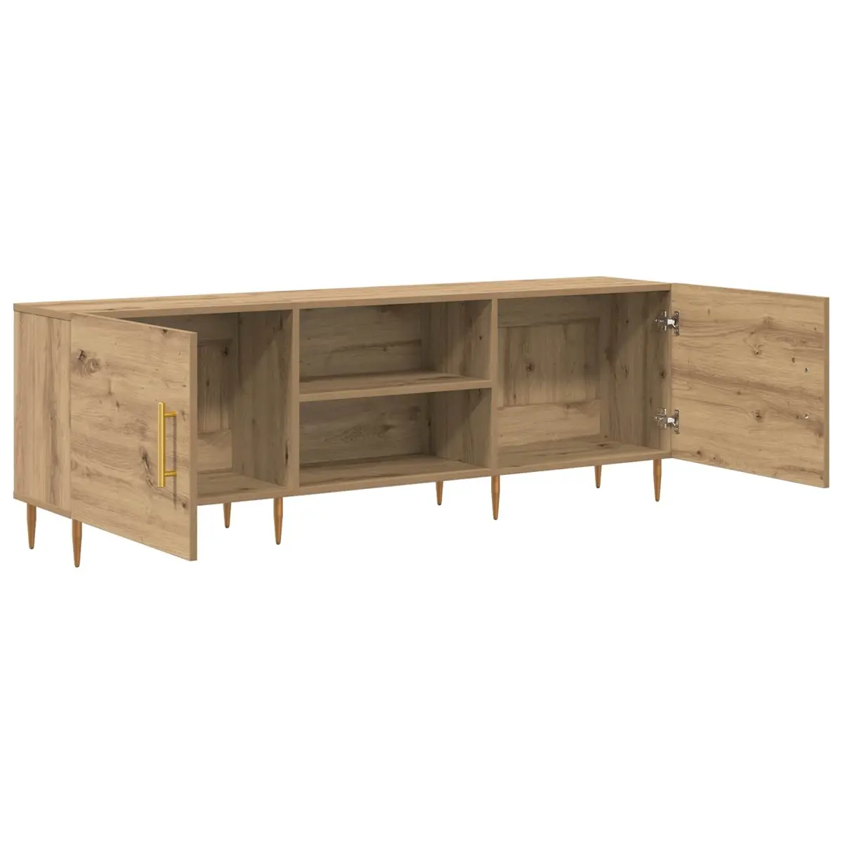 TV Cabinet Brown 150cm Modern Rectangular Storage Unit Engineered Wood