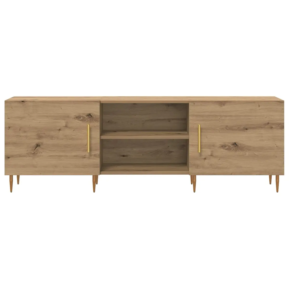 TV Cabinet Brown 150cm Modern Rectangular Storage Unit Engineered Wood