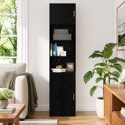 Concise and Durable Black Oak Wall Cabinet
