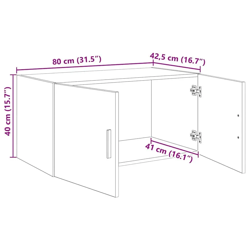 Wall Cabinet Brown 80 x 42.5 x 40 cm Wall-mounted Storage Furniture Engineered Wood