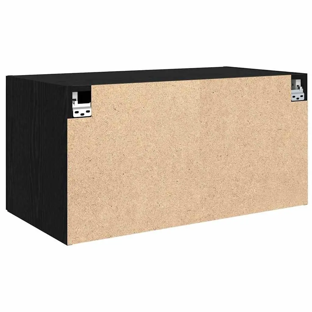 Wall Cabinet Black oak Storage Furniture Engineered Wood Sideboard 80x42.5x40cm
