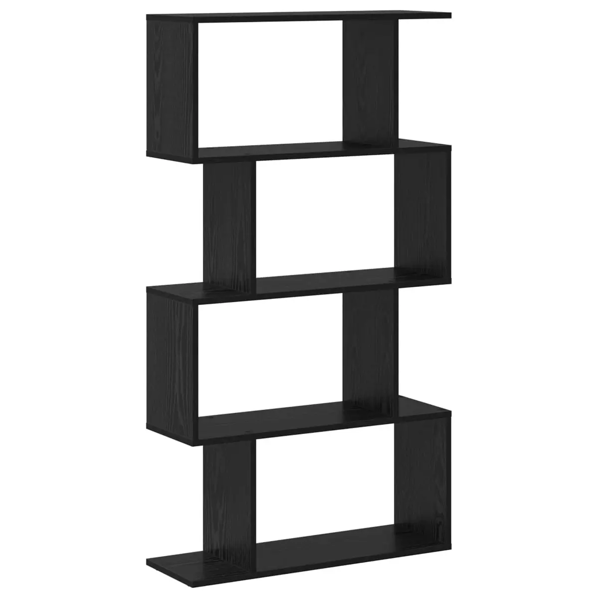 Book Cabinet Black Oak Freestanding Modern Engineered Wood Storage Shelves