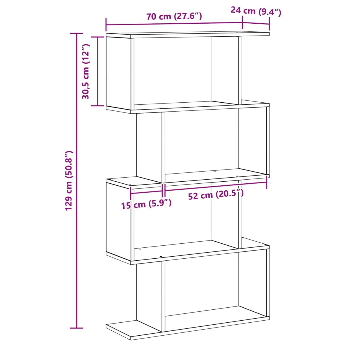 Book Cabinet Black Oak Freestanding Modern Engineered Wood Storage Shelves
