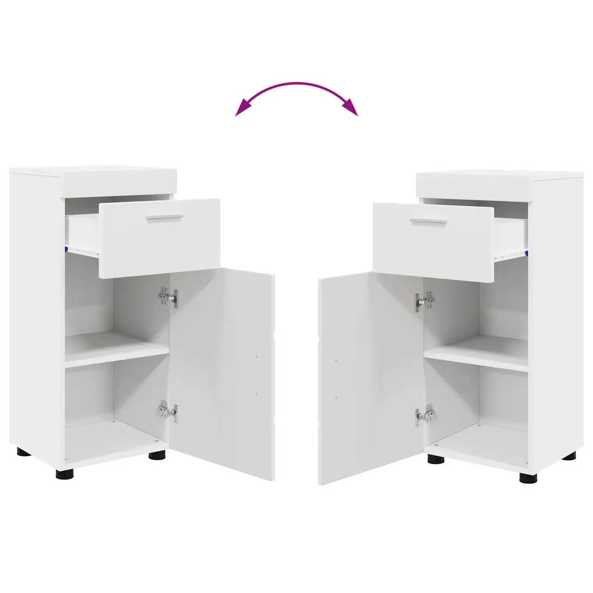 Bathroom Vanity Unit White 37 x 31.5 x 82 cm Drawer Storage Cabinet Modern Matte