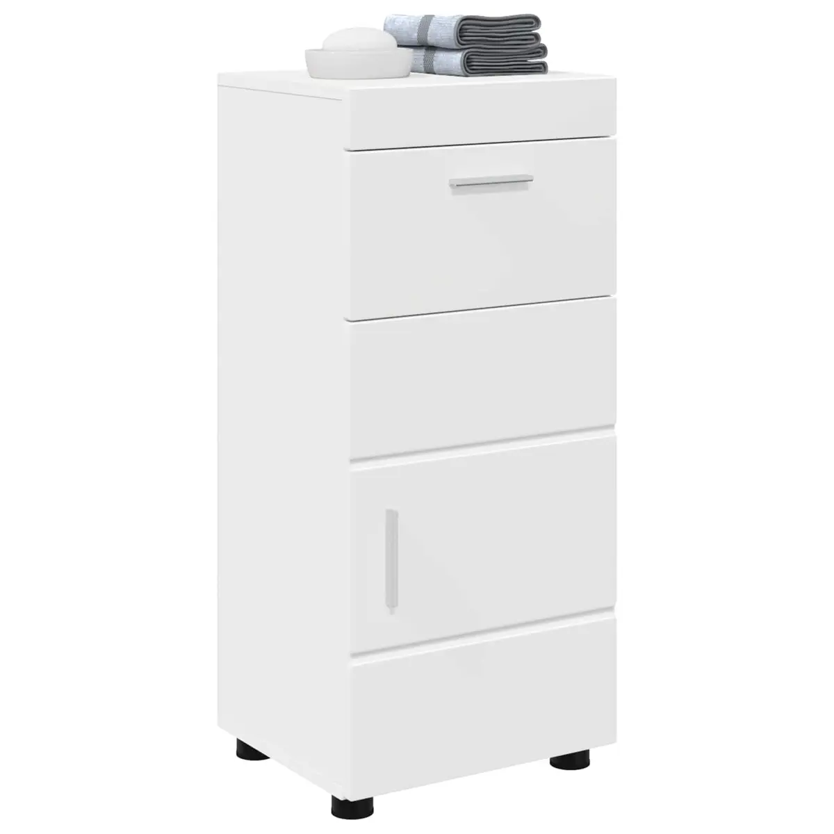 Bathroom Vanity Unit White 37 x 31.5 x 82 cm Drawer Storage Cabinet Modern Matte