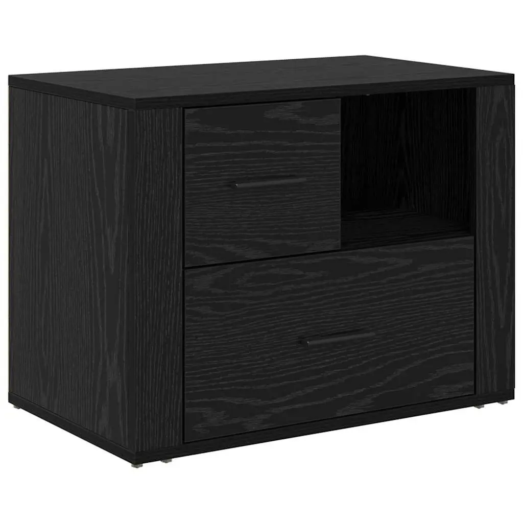 Bedside Cabinet Black Oak 35 x 60 x 50 cm Engineered Wood Smooth Sliding Drawers