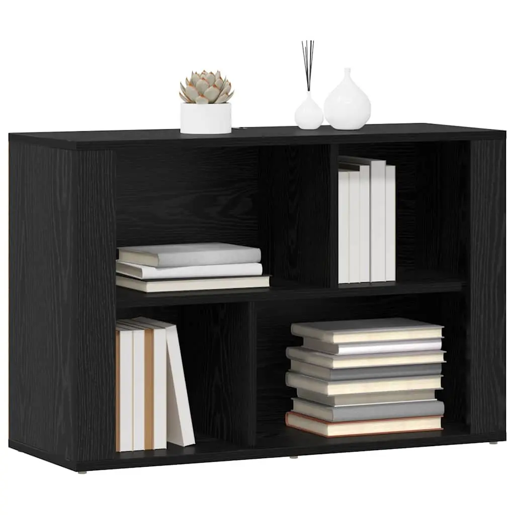 Engineered Wood Sideboard Storage Cabinet Black Oak 80x30x53cm Shelved Living Room