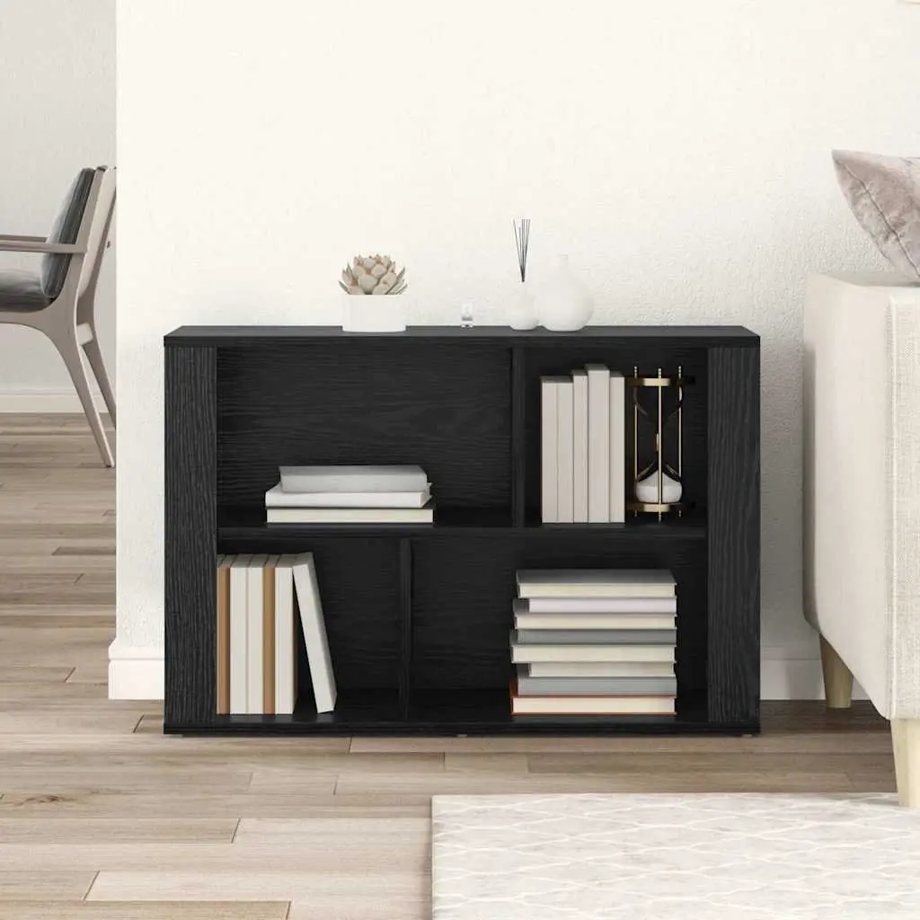 Engineered Wood Sideboard Storage Cabinet Black Oak 80x30x53cm Shelved Living Room